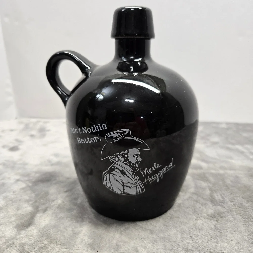 Vintage 1987 George‎ Dickel Merle Haggard Tennessee Whisky Ceramic Jug Empty